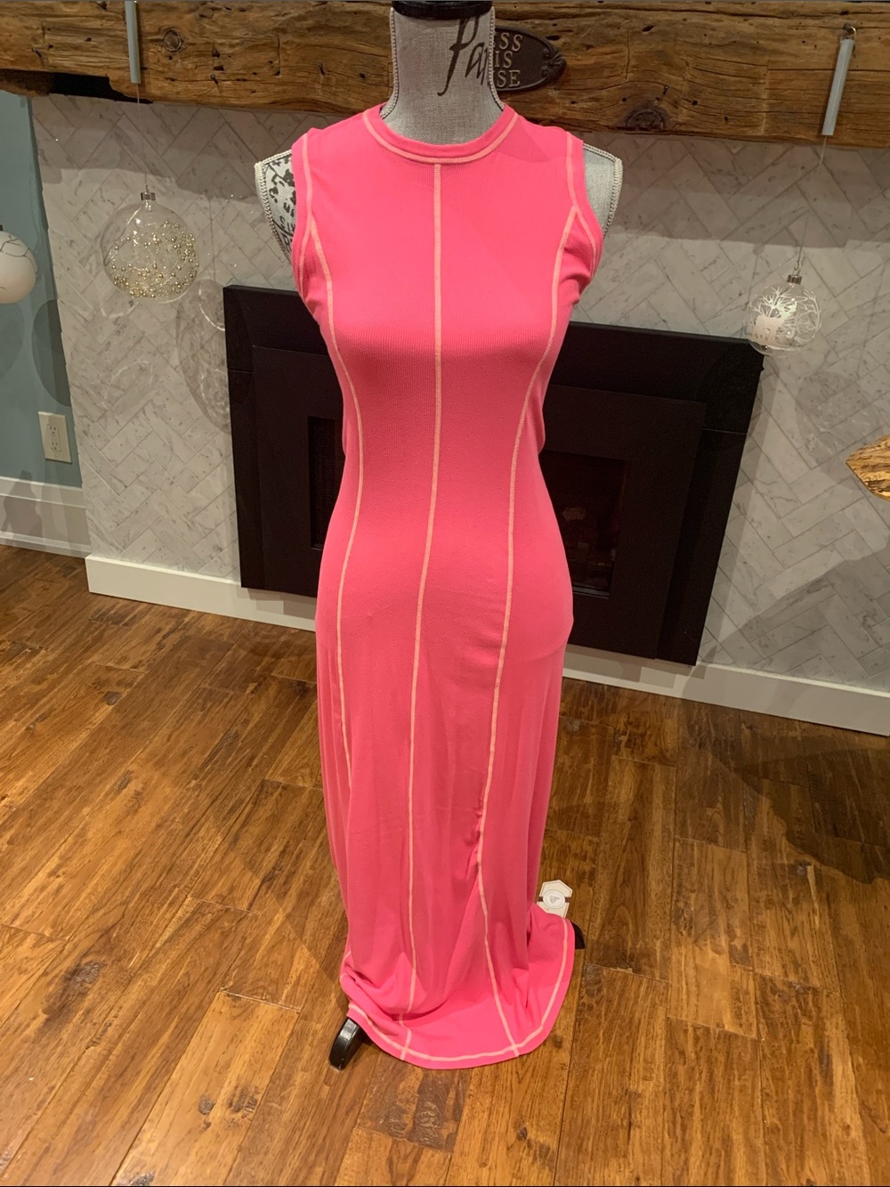 Sleeveless Pink Paneled Maxi Dress